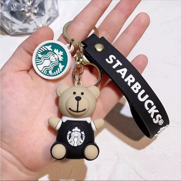 Starbucks Bear Cup Keyrings Chain Soft Silicone Keychain Wristband Strap Bag Key - Picture 4 of 5